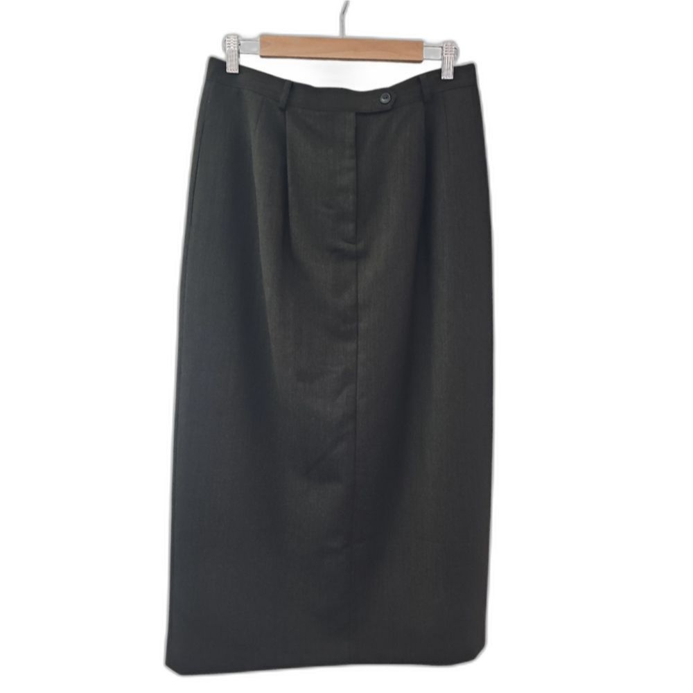 Talbots 100% Wool Midi Pencil Skirt Sz 14 Gray Lined Classic Career Winter